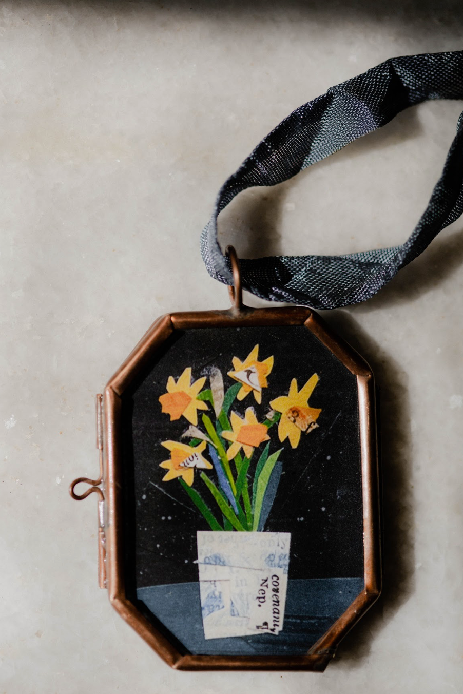Daffodils in Blue Art Locket