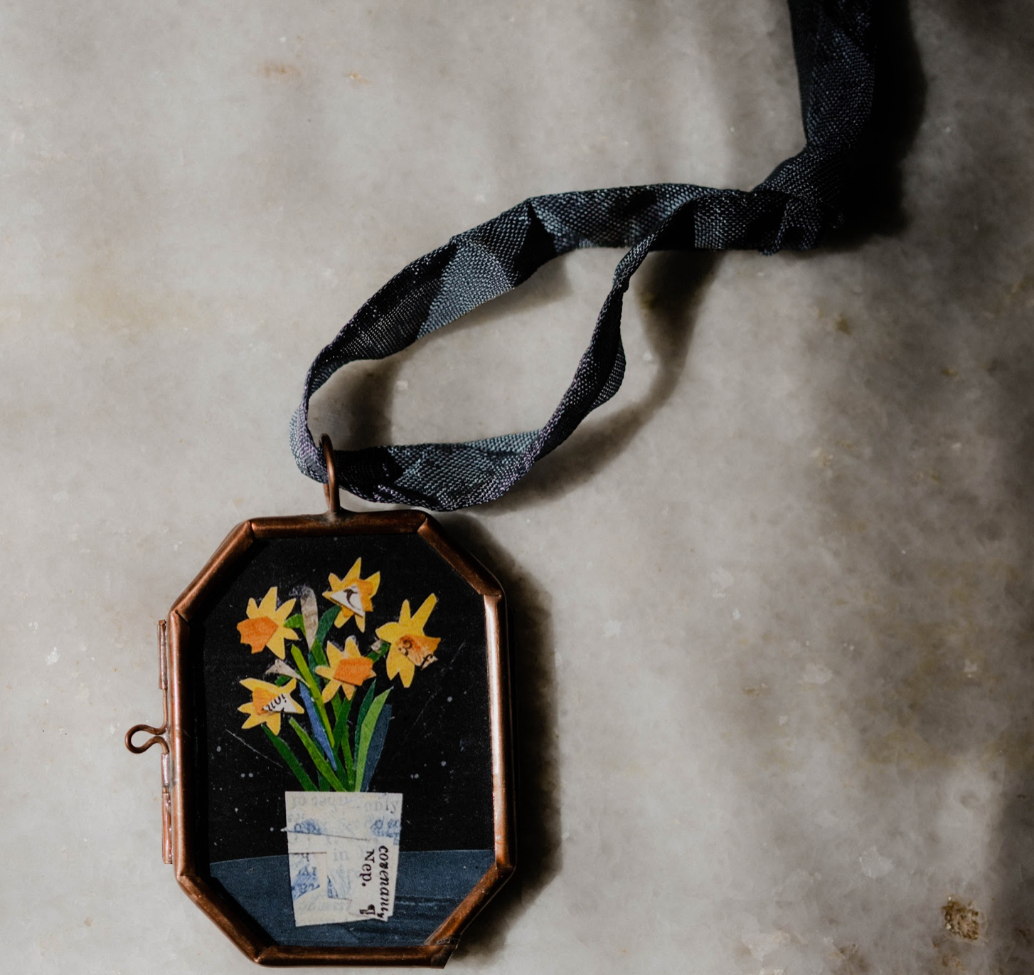 Daffodils in Blue Art Locket