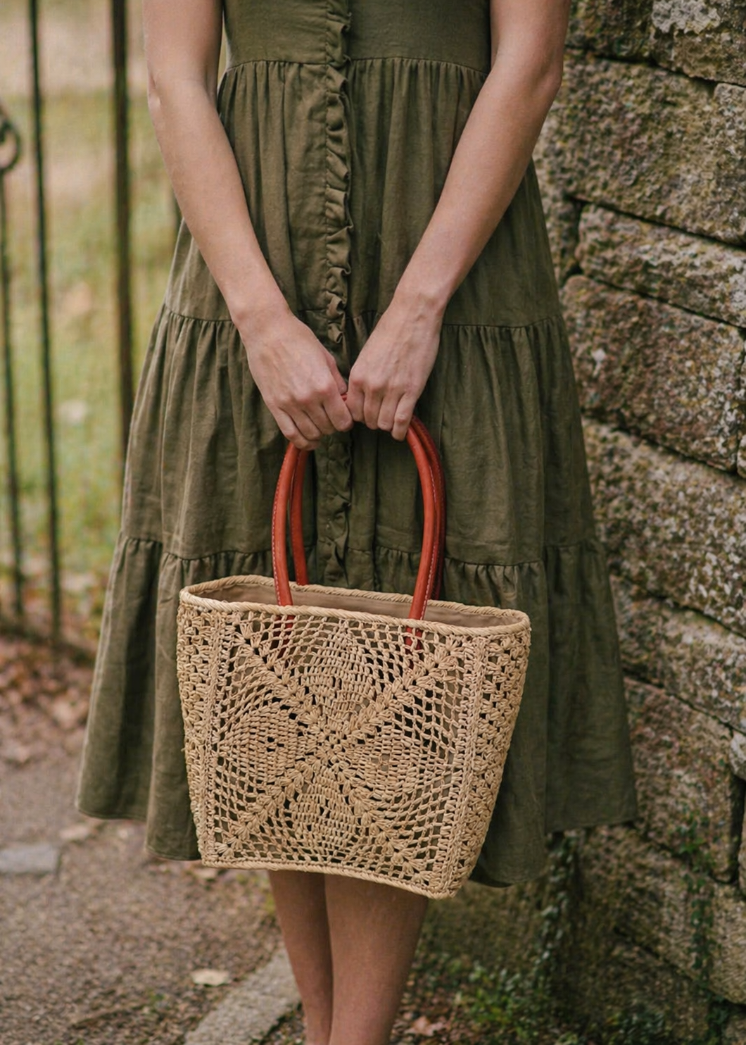 Cheval Lace Raffia Bag