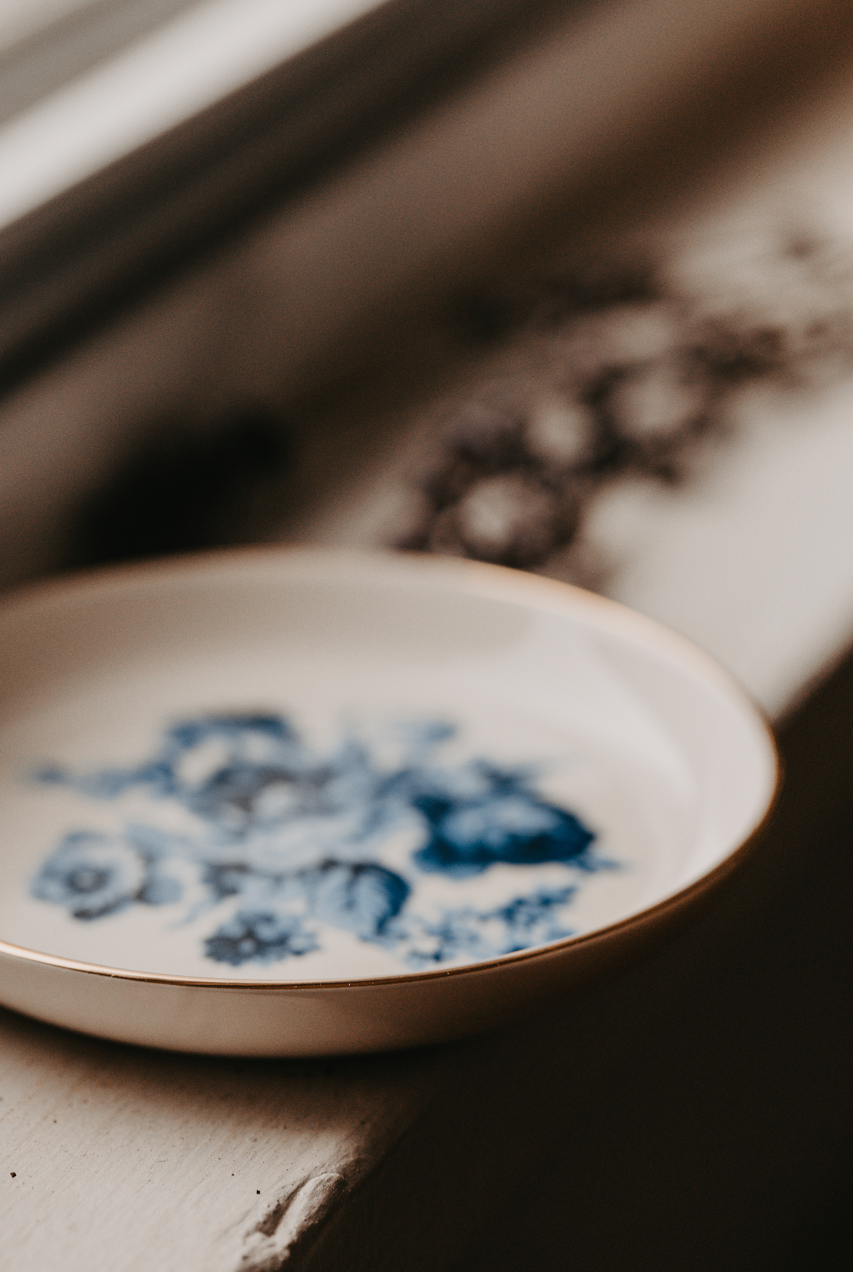 Blue Bouquet Trinket Dish