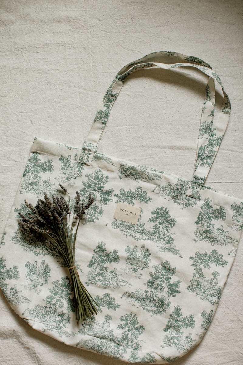 Large Tote in Sage Toile