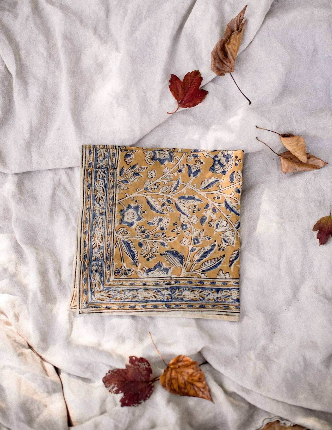 "Golden Blooms" Cotton Bandana