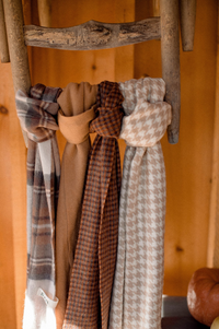 Lambswool Oversized Scarf in Cream Houndstooth