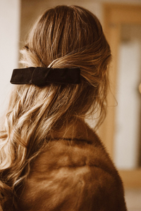 Velvet Bow Barrette in Black