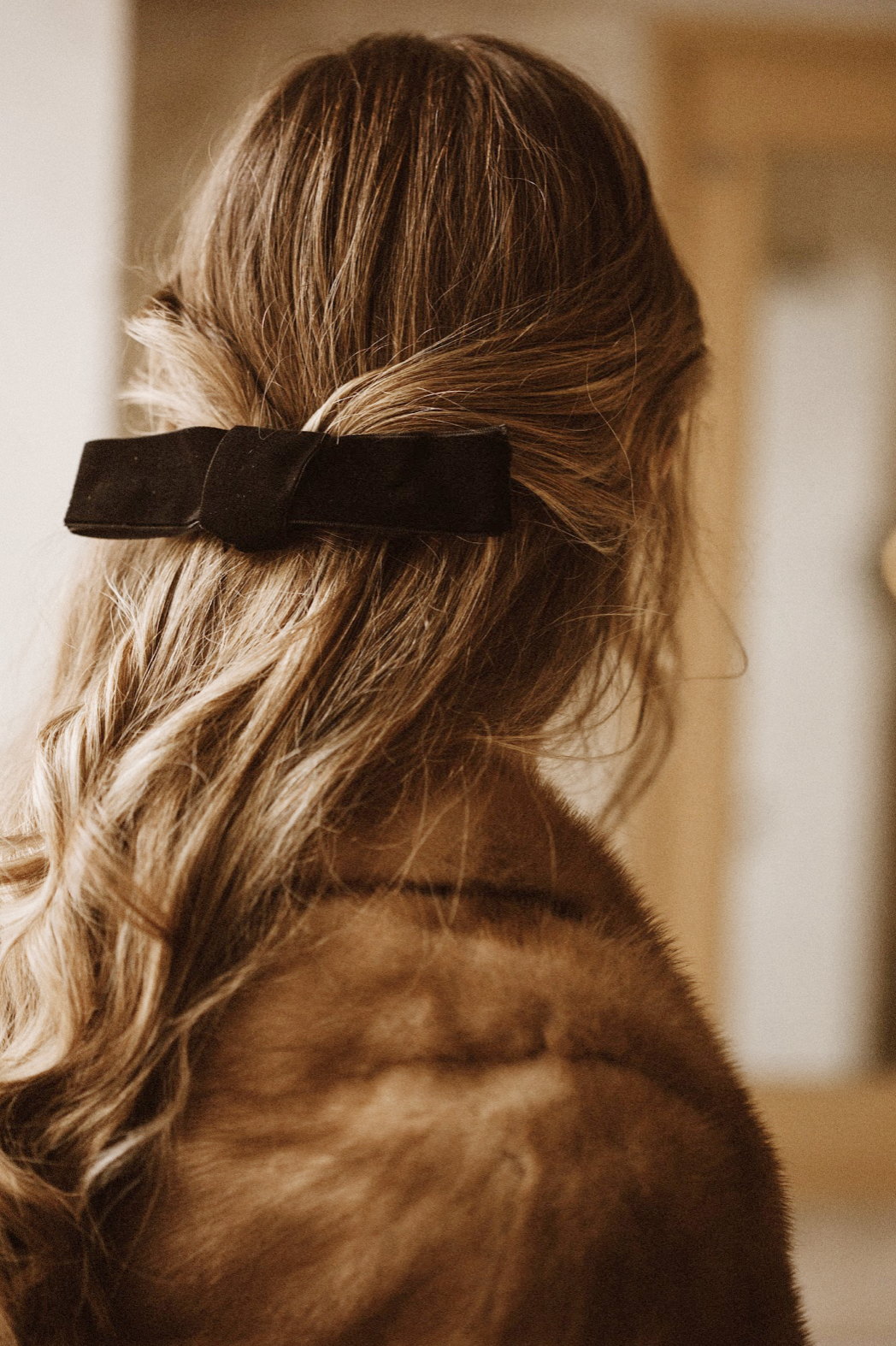 Velvet Bow Barrette in Black