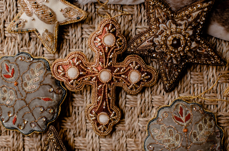 Ornate Cross Beaded Ornament