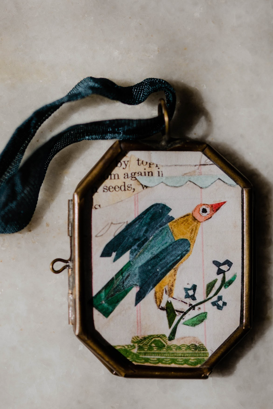Folk Bird Art Locket