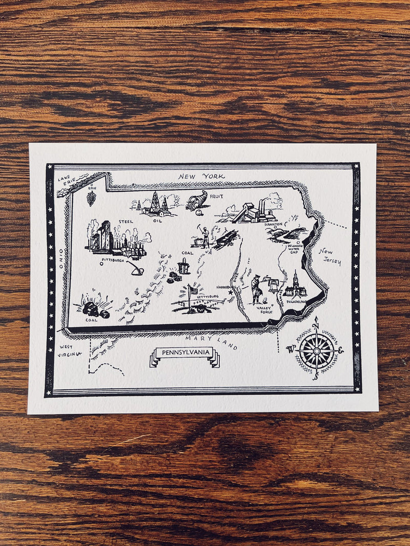 Vintage-Style State Map Print